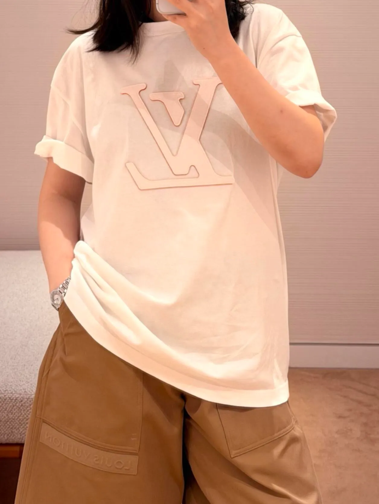Louis Vuitton/Louis Vuitton laser cut logo short sleeves